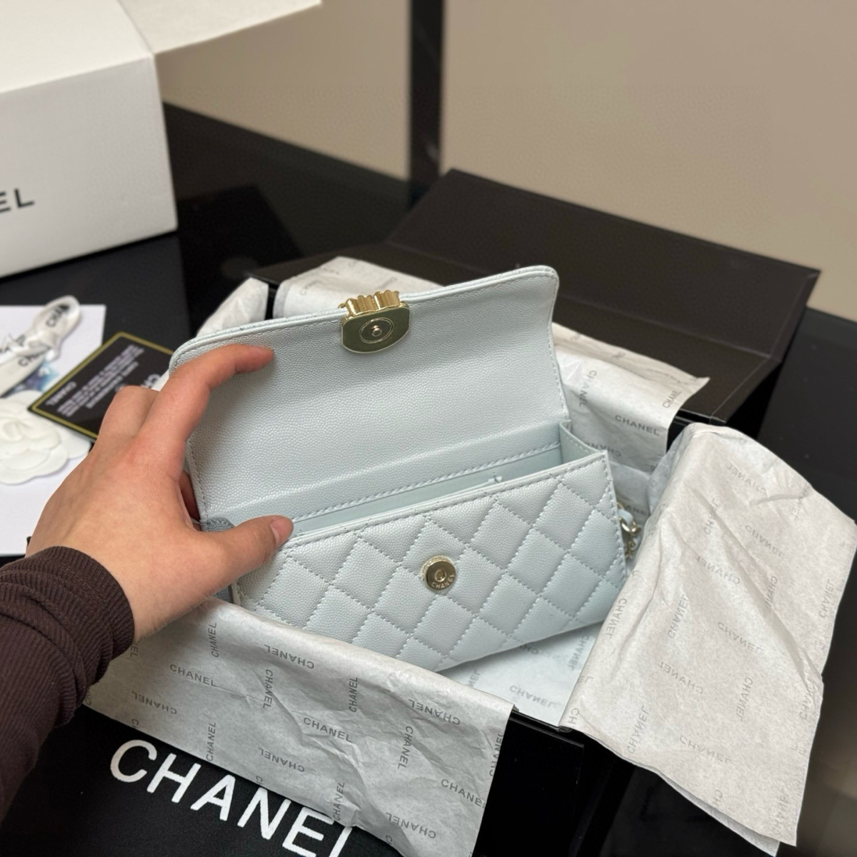 CHANEL CLASSIC FLAP GRIS GLACÉ