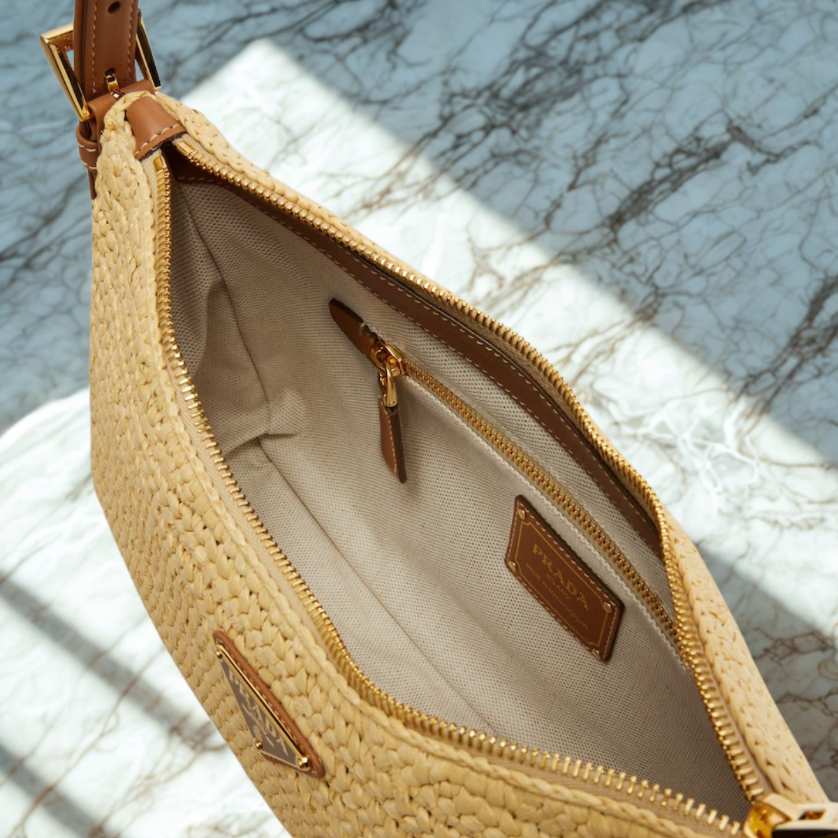 PRADA – SAC AIMÉE EN CROCHET ET CUIR (GRAND)