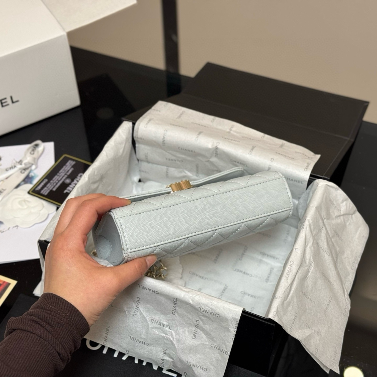 CHANEL CLASSIC FLAP GRIS GLACÉ