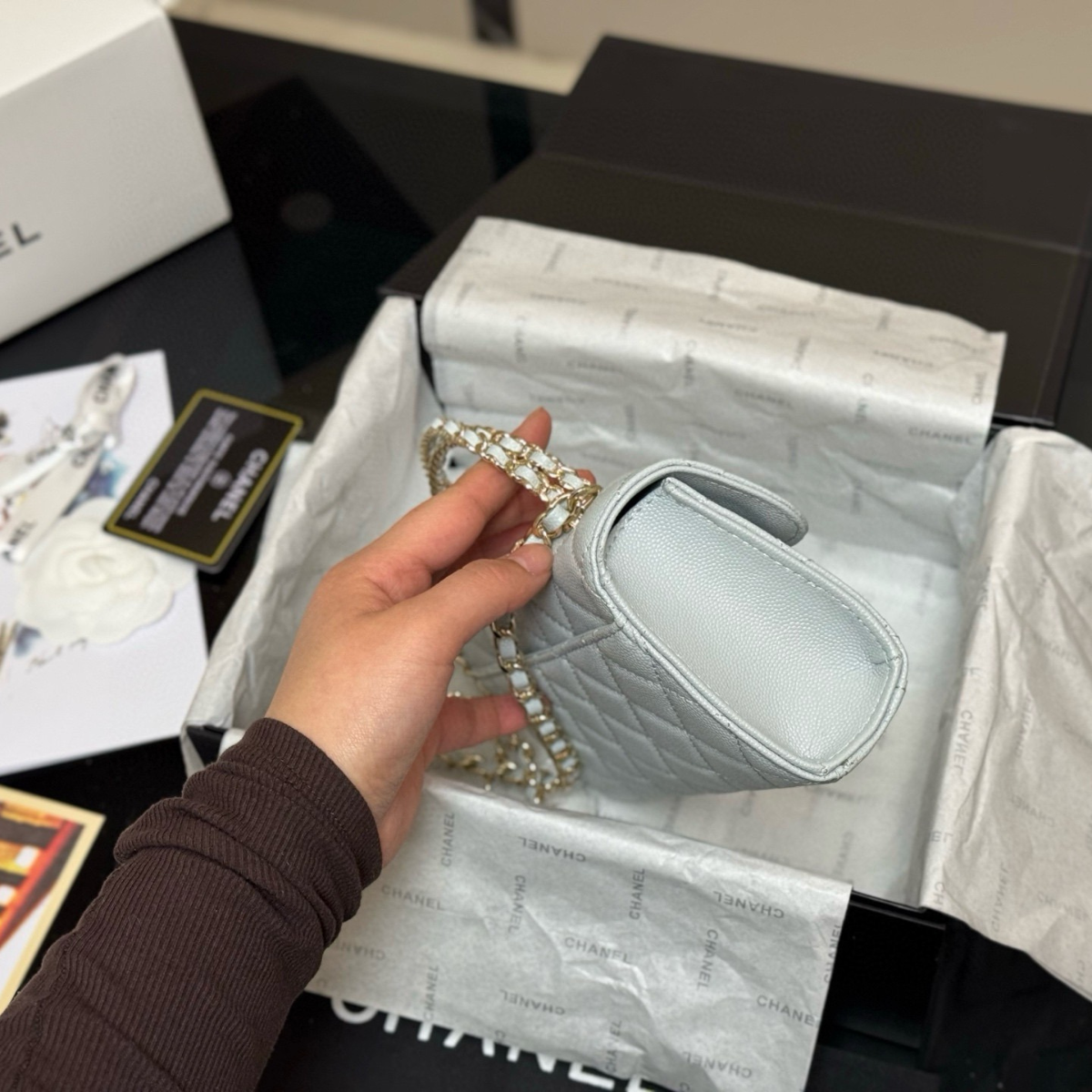 CHANEL CLASSIC FLAP GRIS GLACÉ