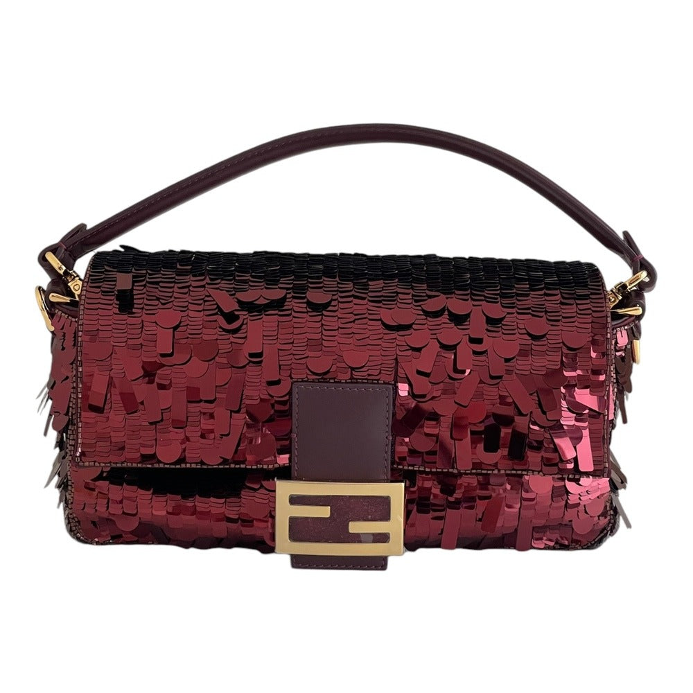 SAC BAGUETTE FENDI À PAILLETTES ROUGES