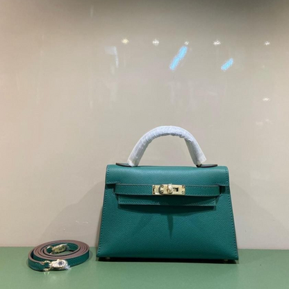 SAC HERMÈS KELLY 20 AVEC FERMOIRS DORÉS VERT