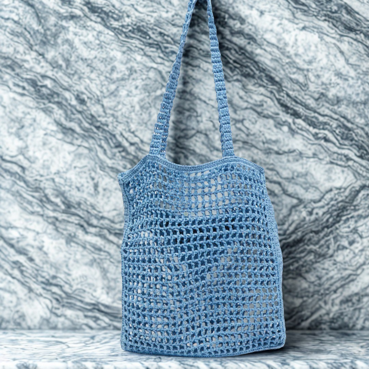 Sac cabas Prada en raphia avec logo tissé – bleu