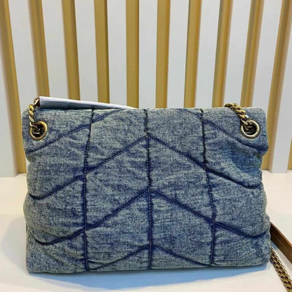 Sac bouffante Loulou en denim matelassé vintage