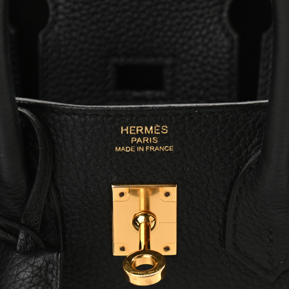 Sac Hermès Birkin 25 avec finitions dorées, coloris noir
