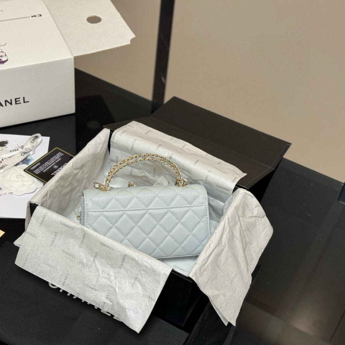 CHANEL CLASSIC FLAP GRIS GLACÉ