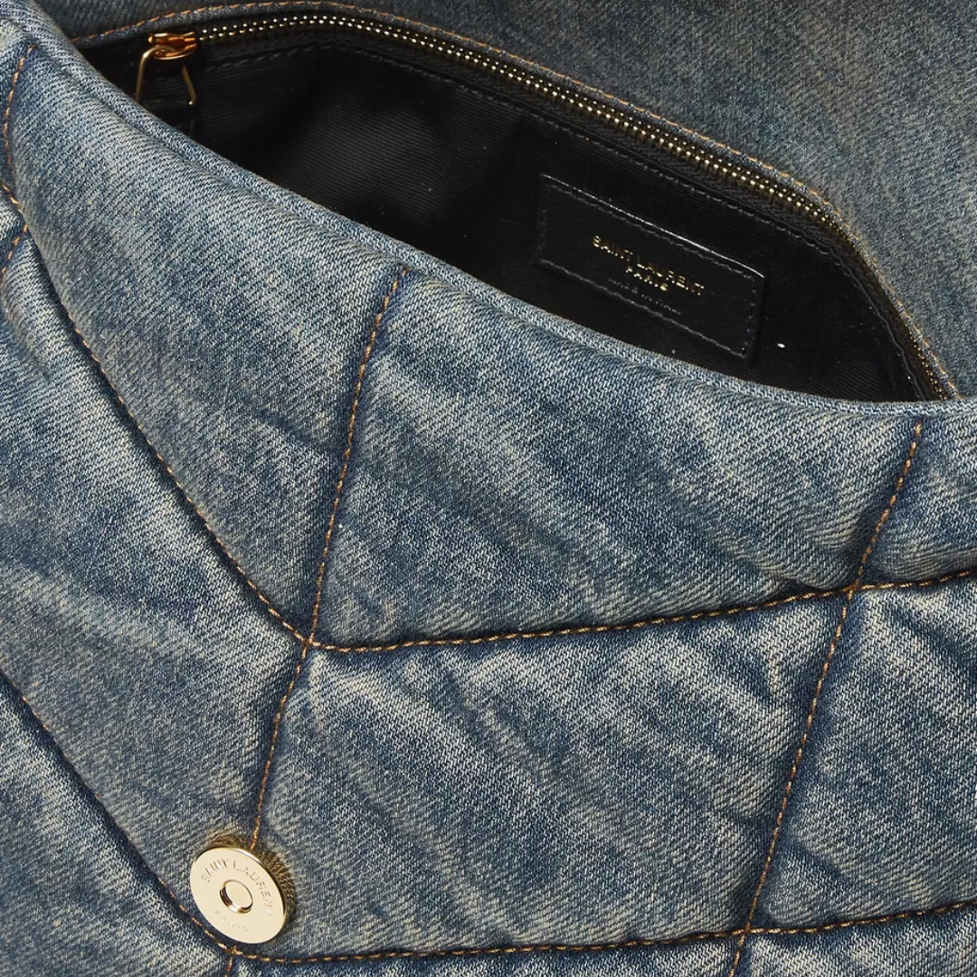 Sac bouffante Loulou en denim matelassé vintage