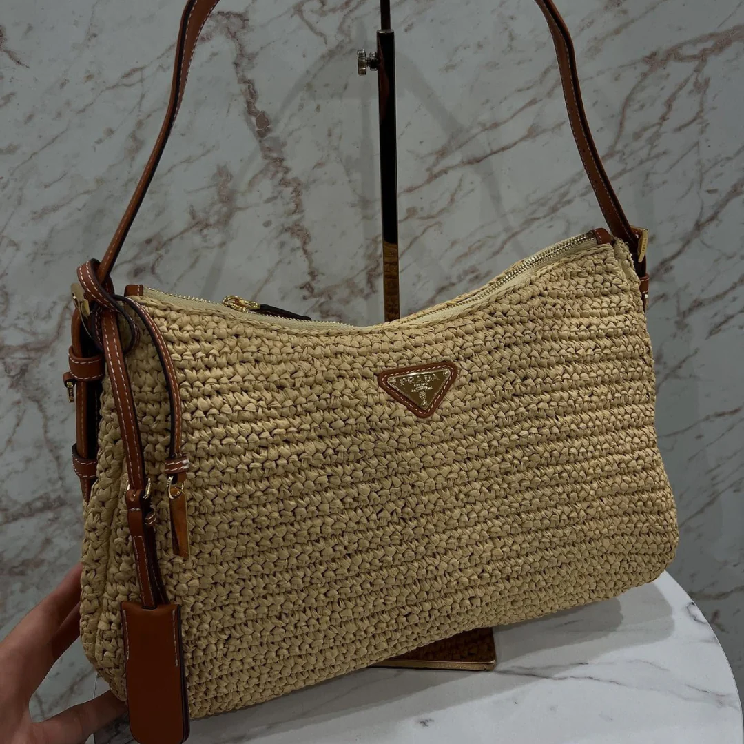 PRADA – SAC AIMÉE EN CROCHET ET CUIR (GRAND)